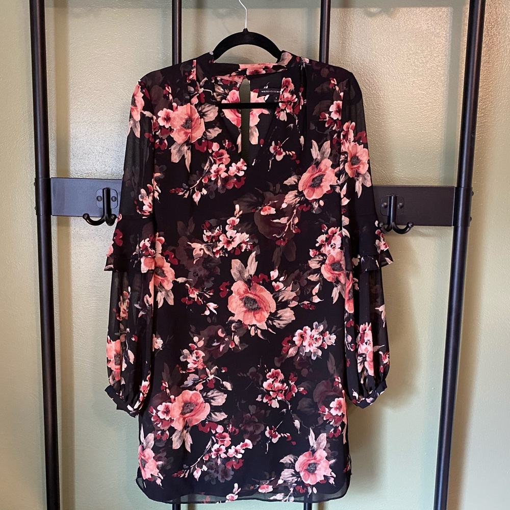 White House Black Market Long Sleeve Floral Dress